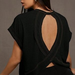 NWOT Black Crop Cutout Top M